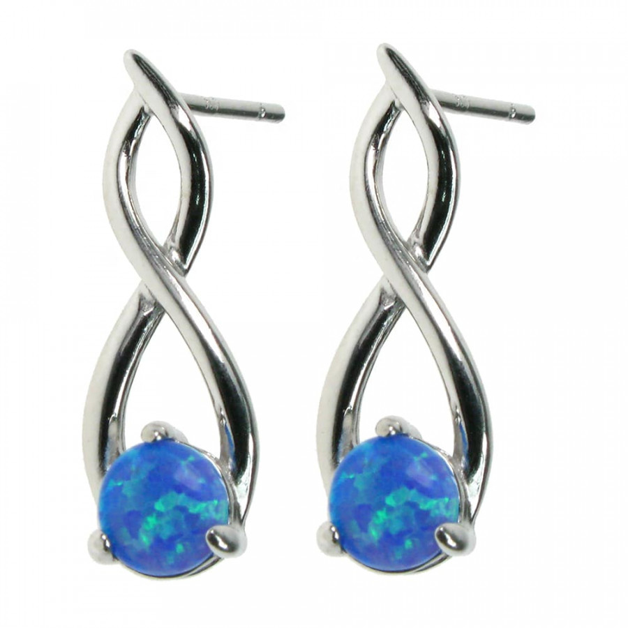 Twister - Øreringe med blå opal sten, 925 Sterling sølv og rhodium belægning