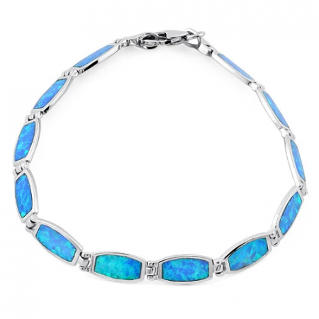 Aphrodite - Greek opal bracelet with 925 Sterling silver, blue opal stone and rhodium plating