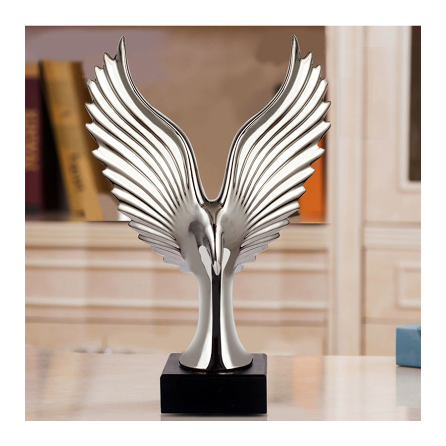 Silver Eagle Statue Figure Sculpture For Home or Office Decor