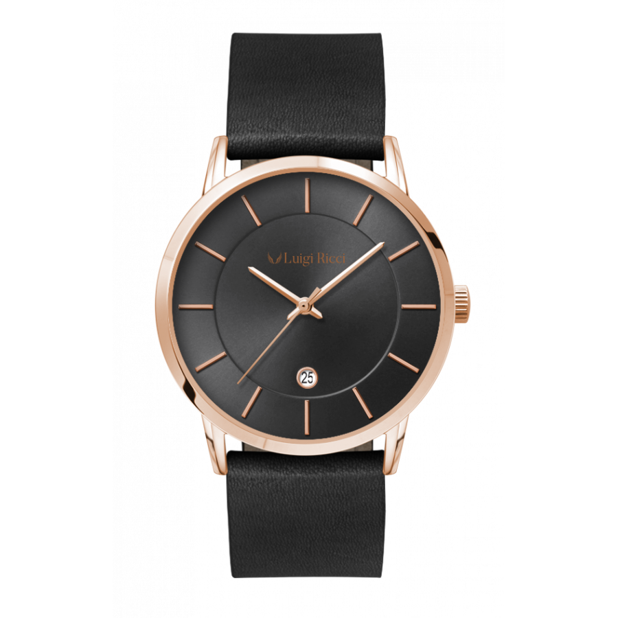 Luigi Ricci Roma Classica - Black Unisex Watch with leather strap