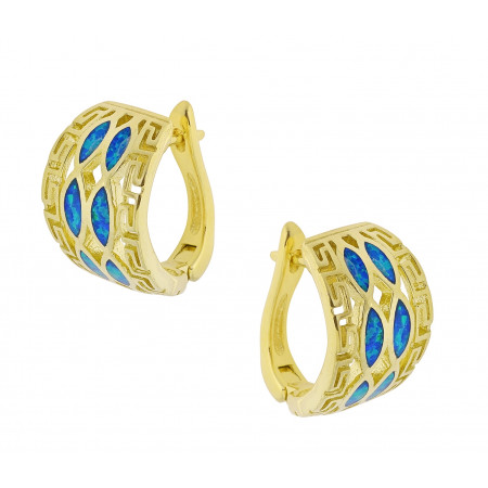 Hellas earrings with 925 Sterling silver, blue opal stone and gold coating