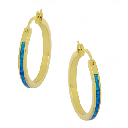 Aphrodite earrings with 925 Sterling silver, blue opal stone and gold coating