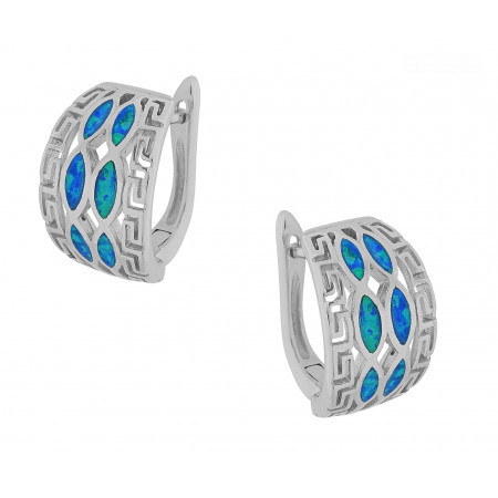 Hellas 925 silver earrings with blue opal stone and rhodium coating