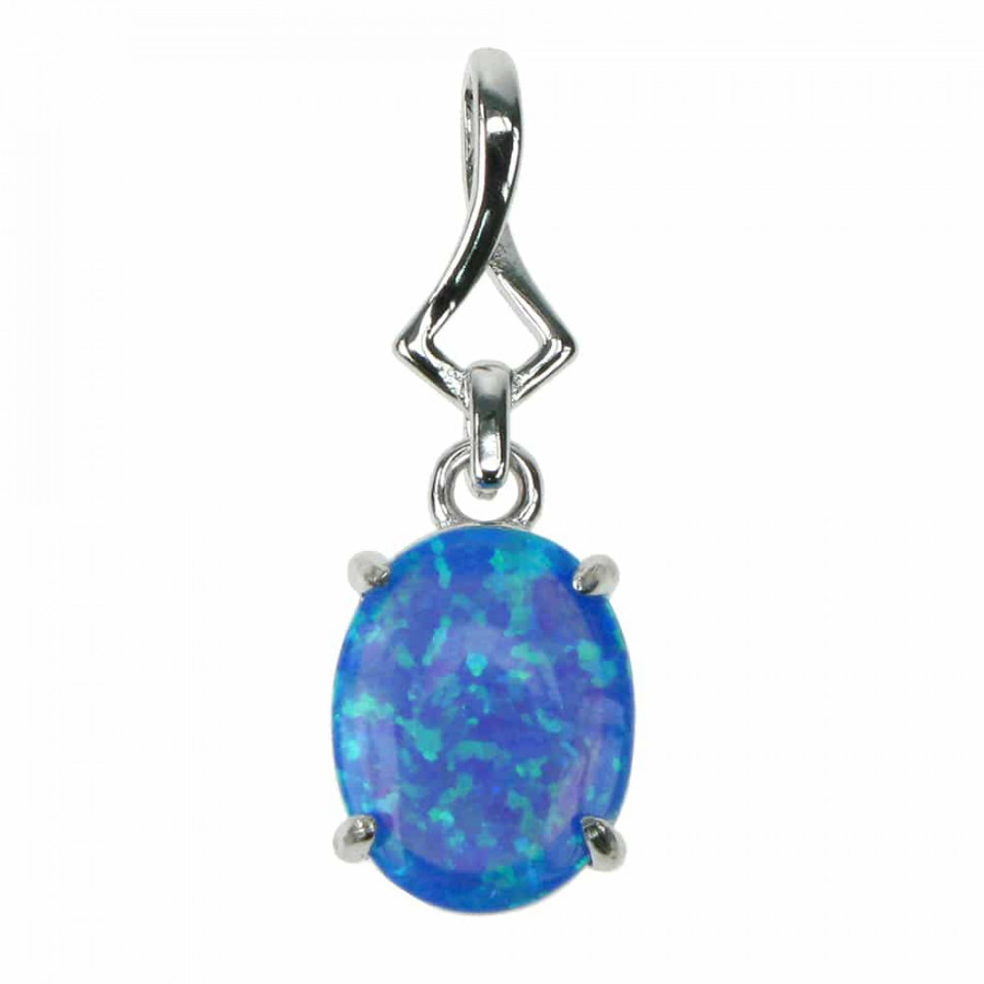 - smykke vedhæng med blå opal sten, 925 sølv og