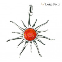 Luigi Ricci 925 Sterling Silver Jewelry With Orange Fire Opal Stone