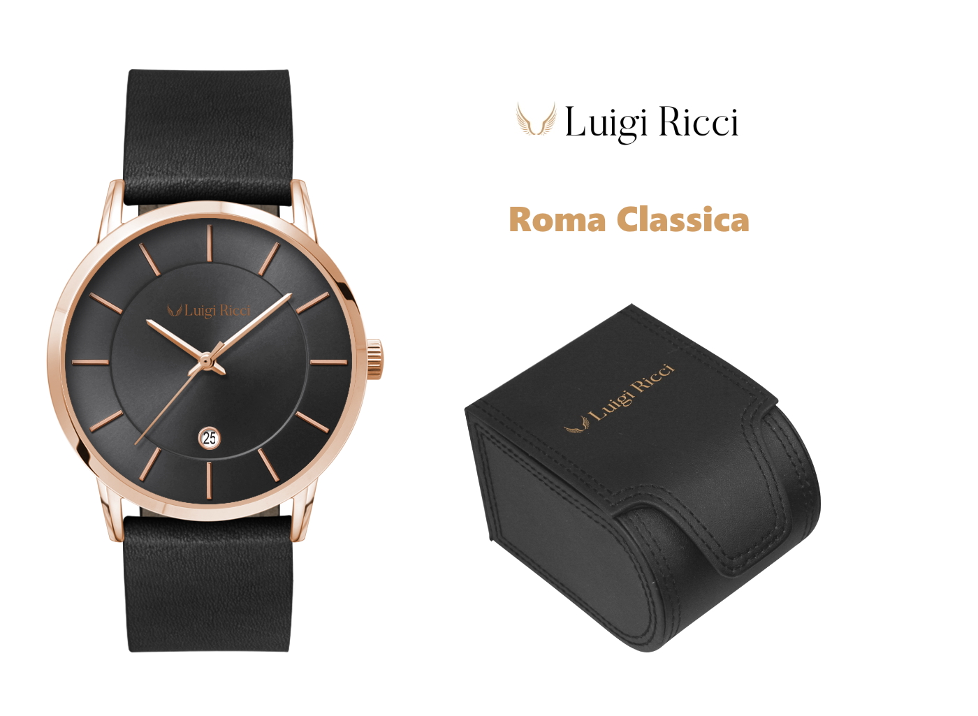 Italian black unisex luxury watch at affordable price